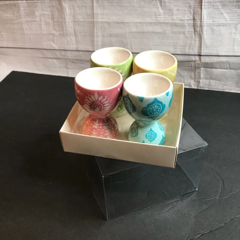Pottery Barn Boxed Set Of 4 Ceramic Egg Cups